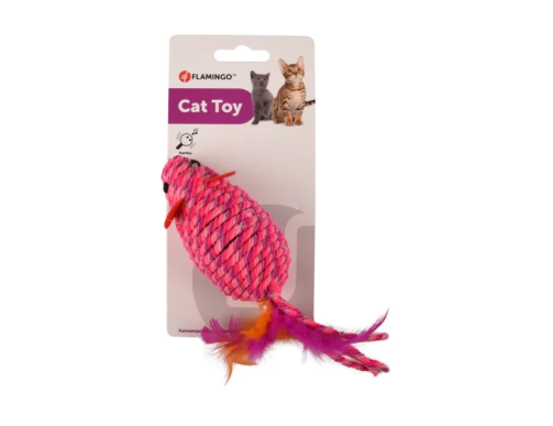 JOUET CHAT BIBI SOURIS FUCSHIA 21CM